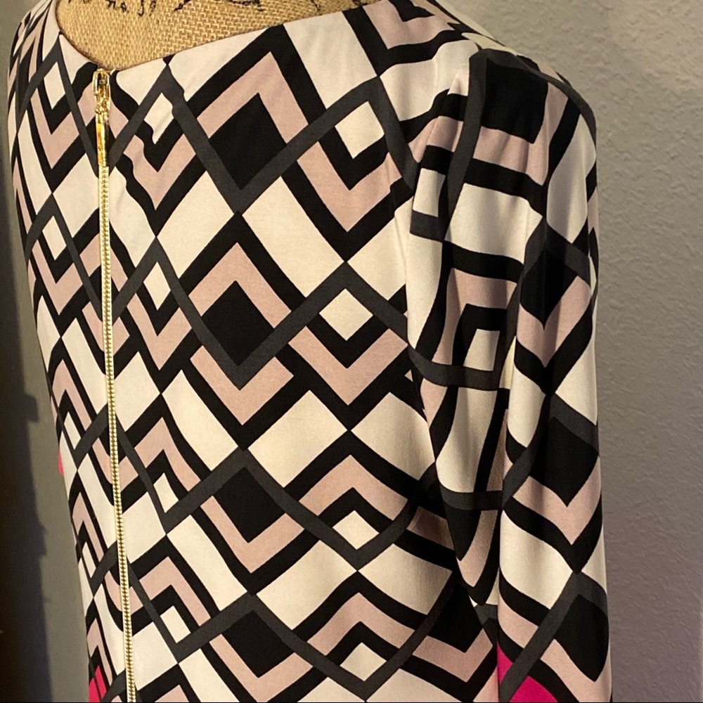 ELIZA J  | HOT PINK CHEVRON SHIFT DRESS  SZ 8 - Picture 7 of 14